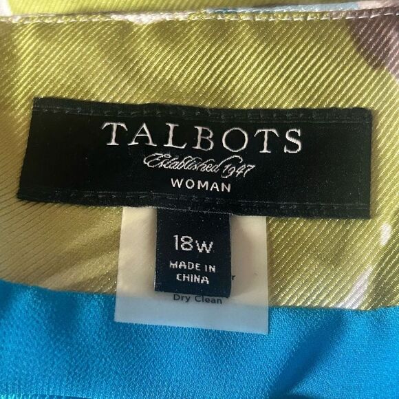 Talbots Green Floral Silk Skirt 18W - Picture 3 of 5